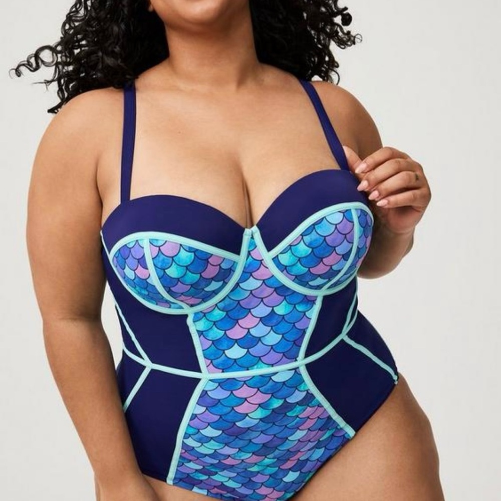 Torrid Slim Fix Mermaid One-Piece Swimsuit W/ Underwire